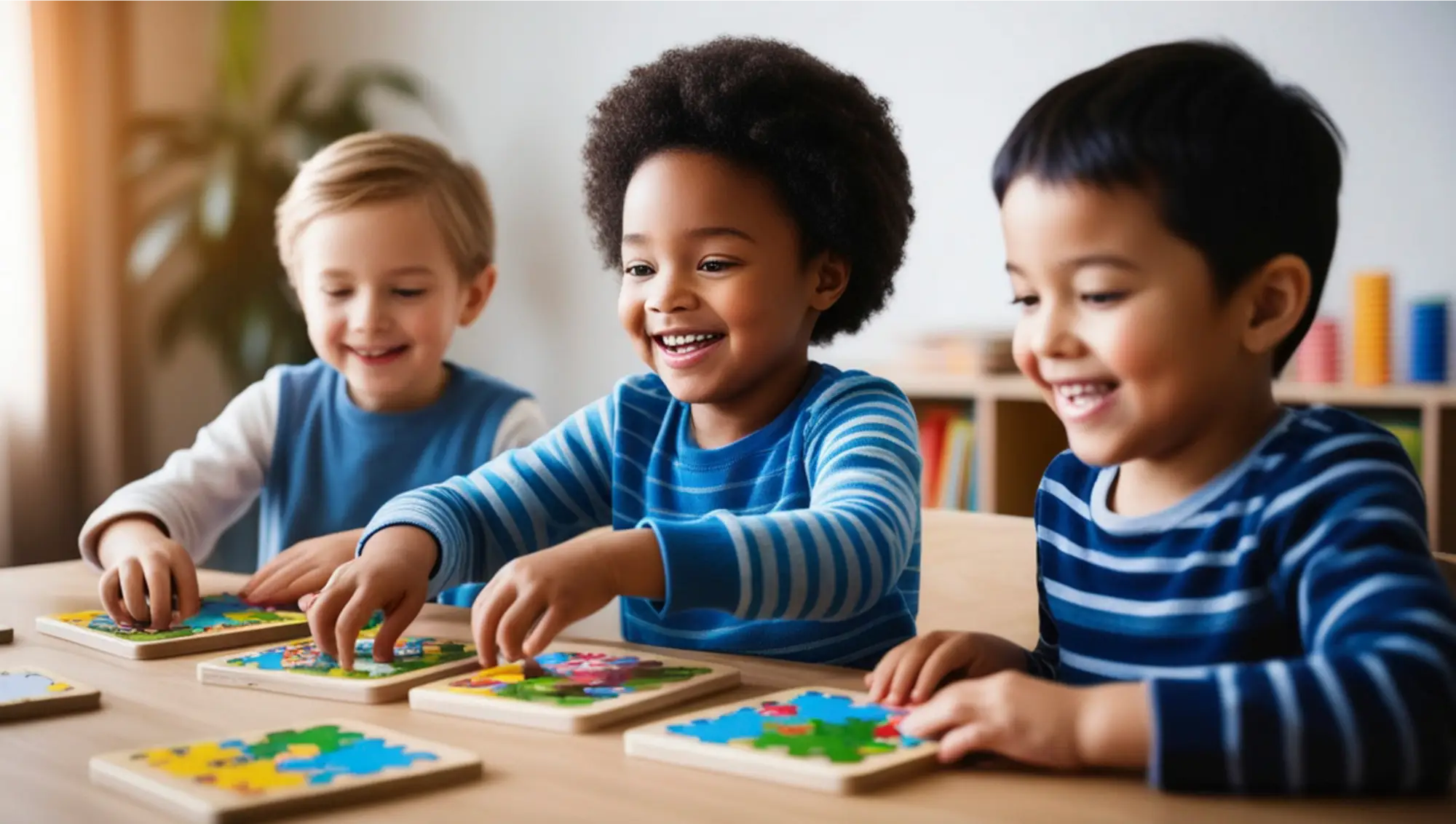 Child raising their hand in a classroom